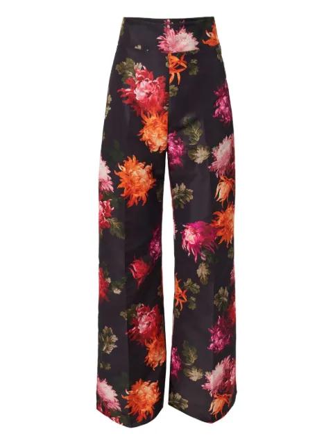 Diane chrysanthemum-print trousers by CAROLINA HERRERA