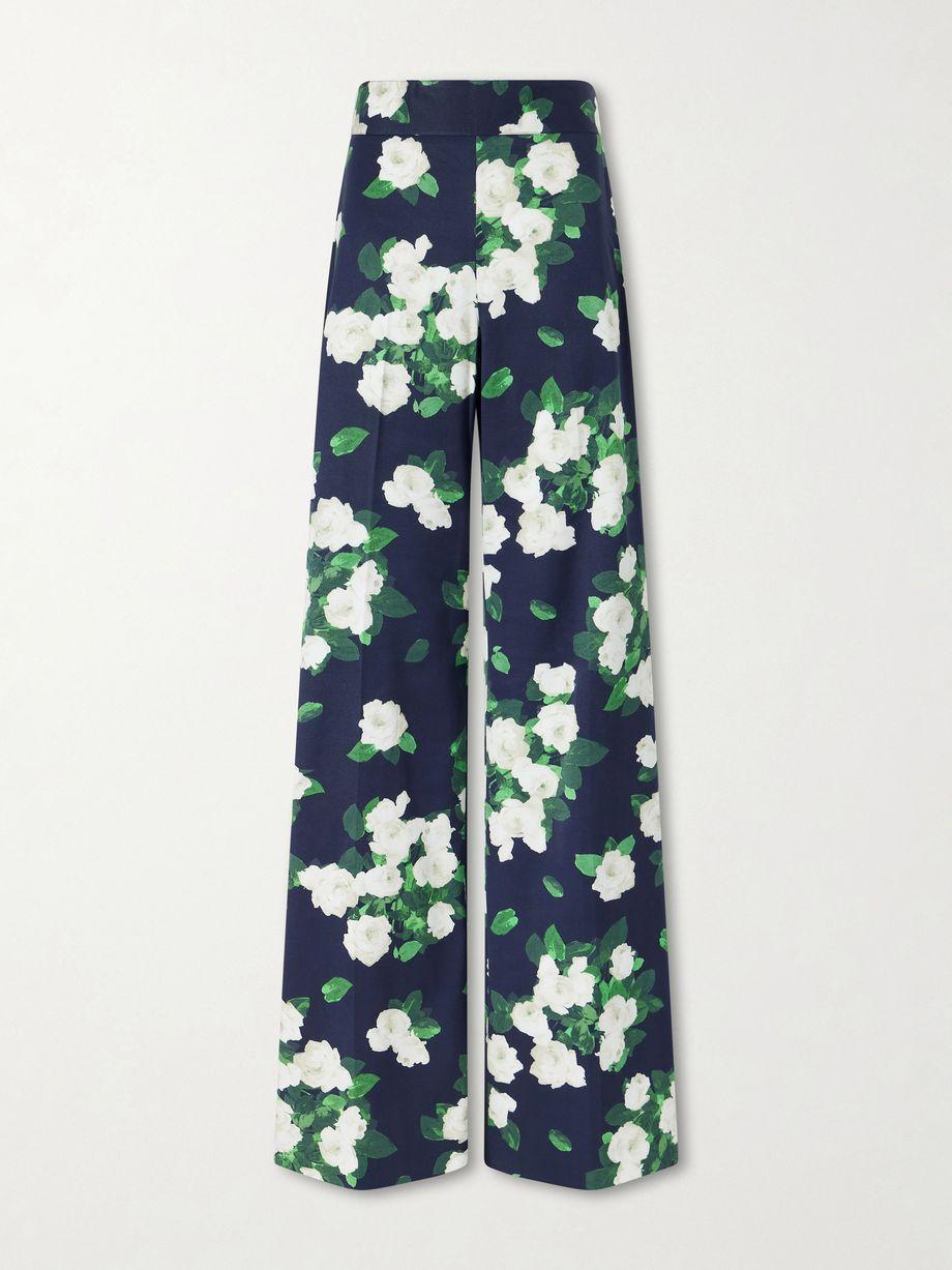 Diane floral-print high-rise cotton-blend wide-leg pants by CAROLINA HERRERA