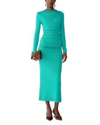 Draped Mock Neck Dress by CAROLINA HERRERA