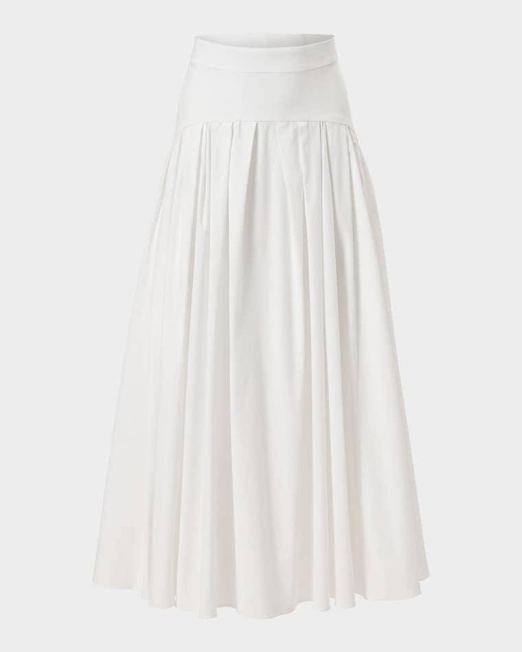 Drop-Waist Pleated Midi Skirt by CAROLINA HERRERA