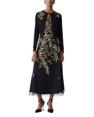 Embellished Long Sleeve Crewneck Cardigan by CAROLINA HERRERA