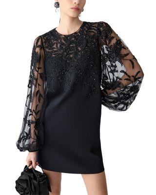 Embellished Puff Sleeve Dress by CAROLINA HERRERA