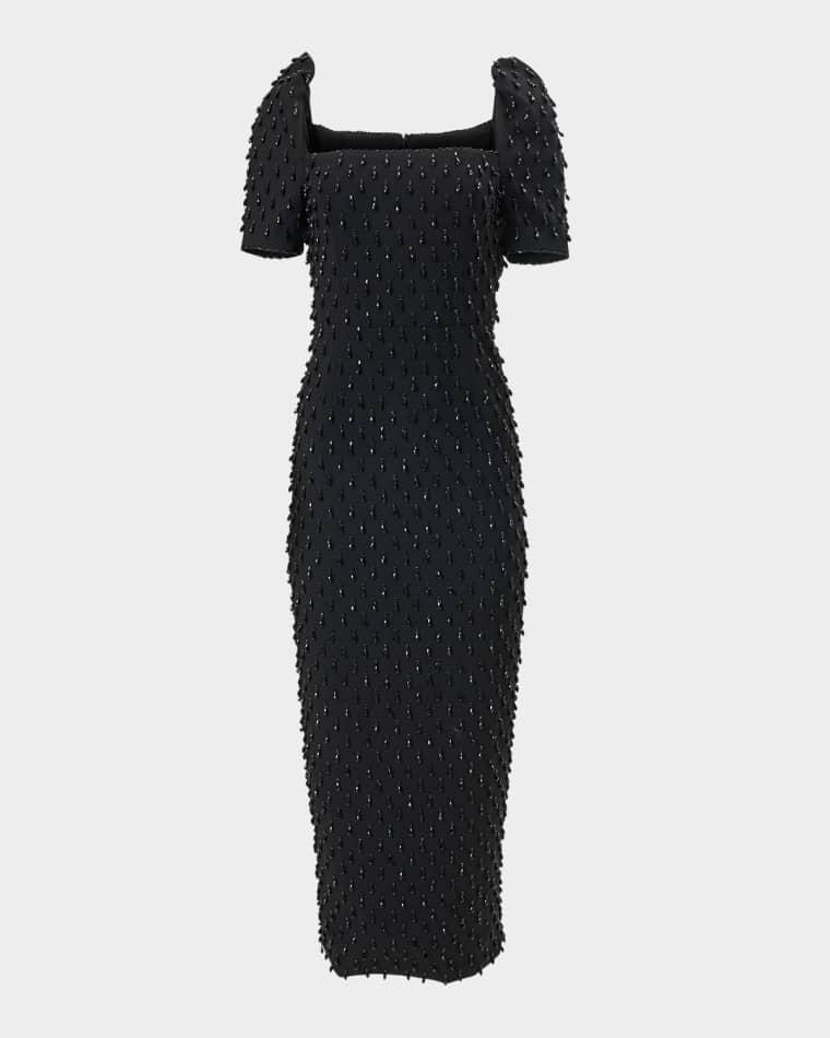 Embellished Square-Neck Midi Sheath Dress by CAROLINA HERRERA