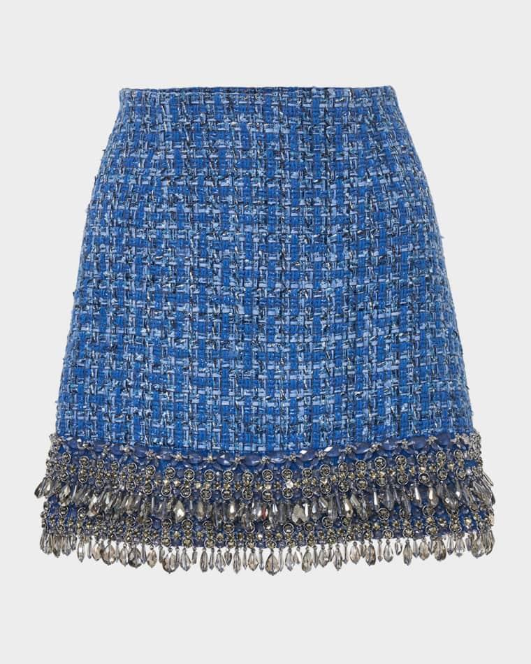 Embellished Tweed Mini Skirt by CAROLINA HERRERA