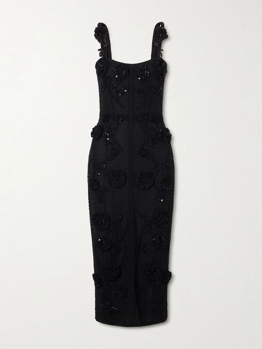 Embellished crocheted midi dress by CAROLINA HERRERA