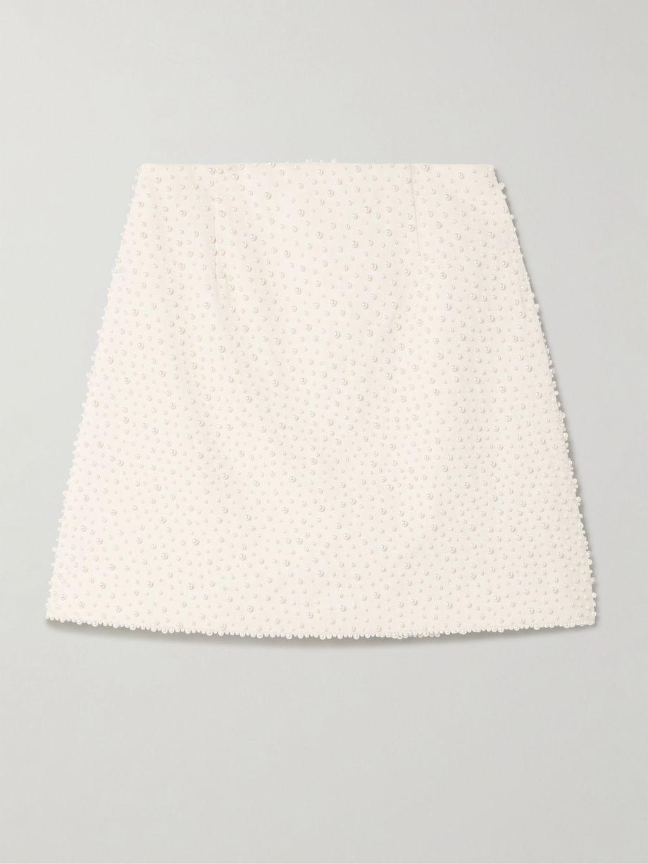 Embellished wool-blend crepe mini skirt by CAROLINA HERRERA
