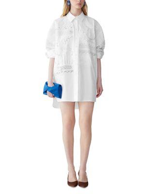 Embroidered Oversized Button Front Top by CAROLINA HERRERA