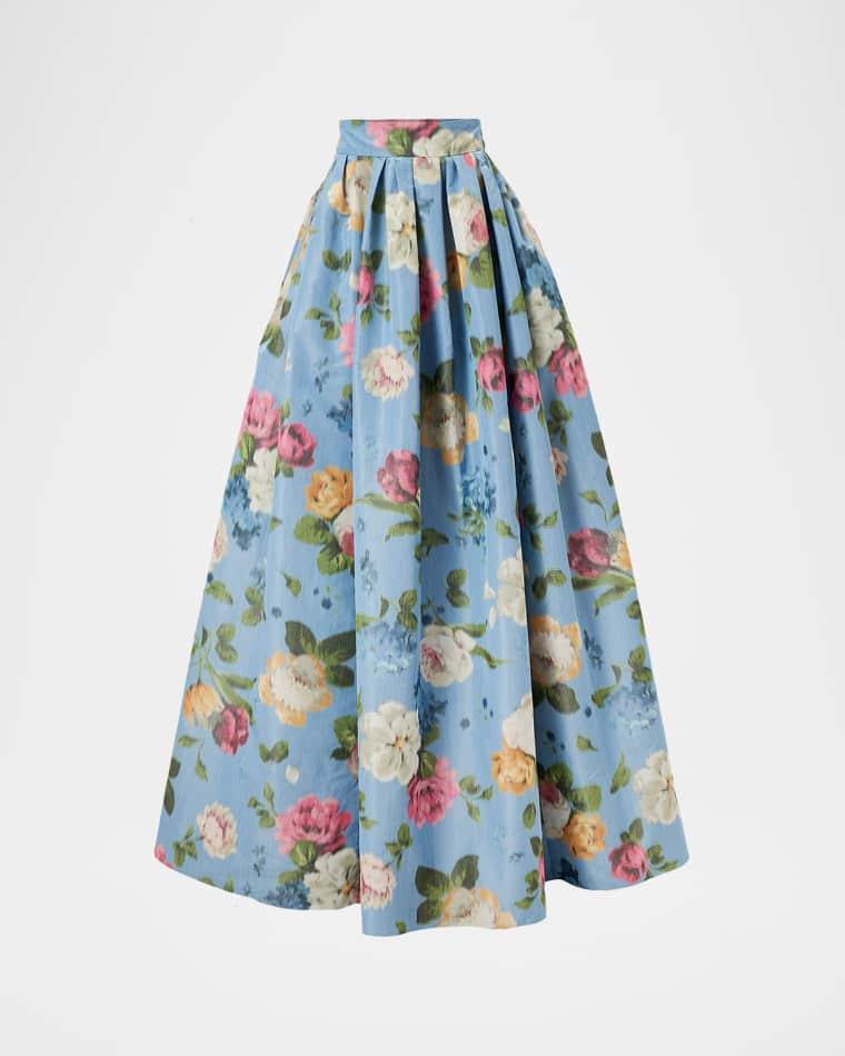 Floral Pleated Faille Ball Skirt by CAROLINA HERRERA