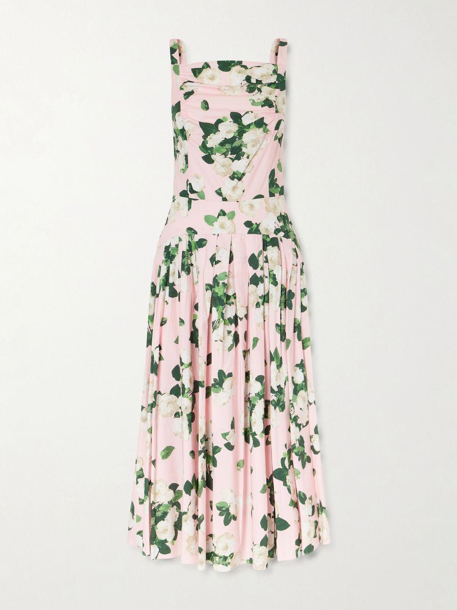 Floral-printed cotton-blend midi dress by CAROLINA HERRERA