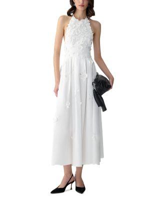 Halter Neck 3D Floral Dress by CAROLINA HERRERA