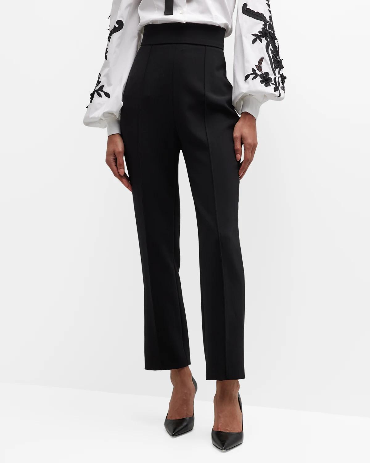 High-Rise Skinny-Leg Ankle Crepe Pants by CAROLINA HERRERA
