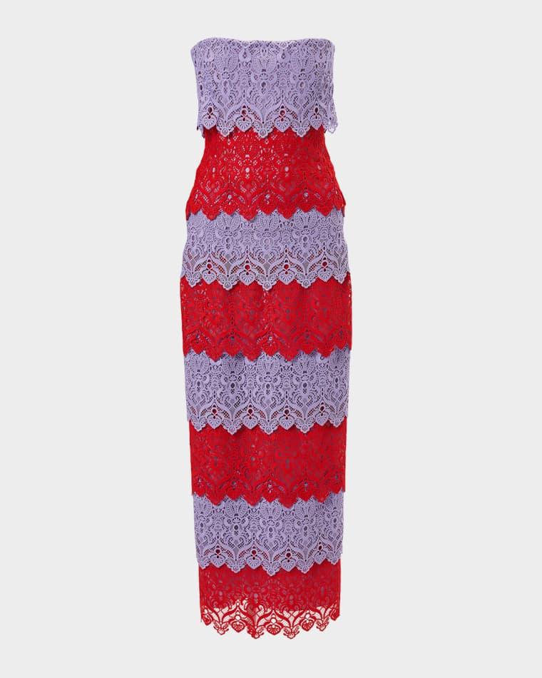 Lace-Trim Strapless Maxi Dress by CAROLINA HERRERA