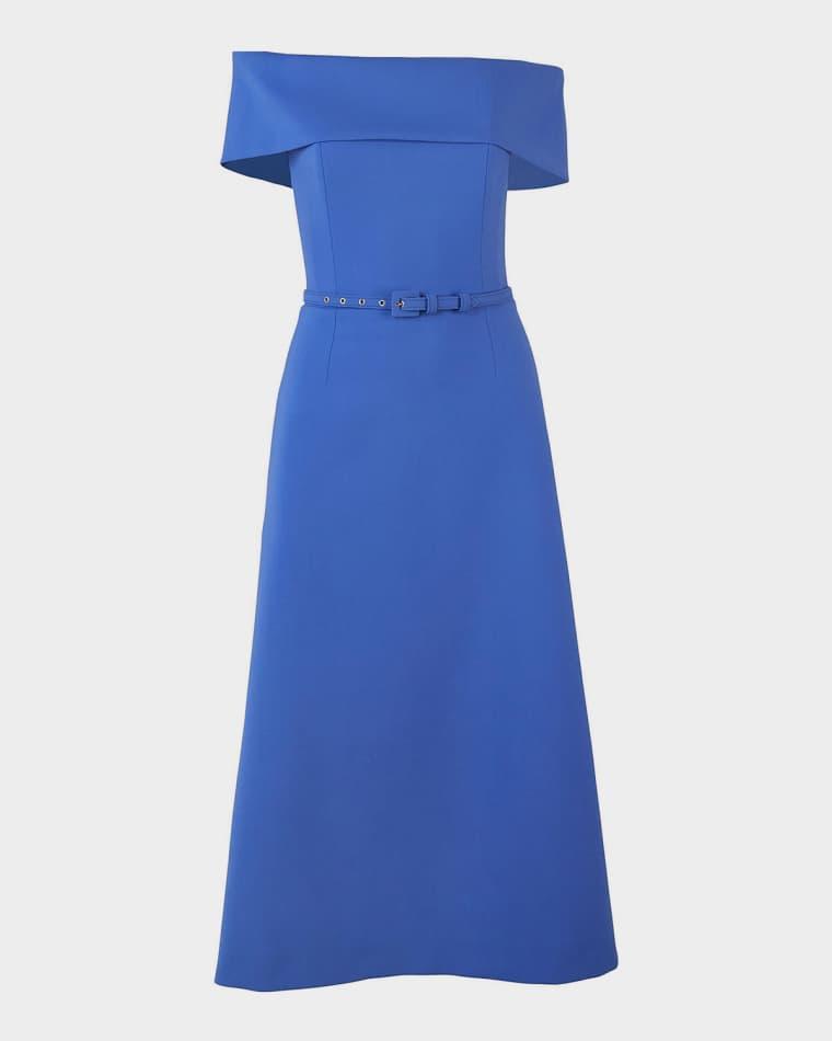 Off-Shoulder A-Line Midi Dress by CAROLINA HERRERA