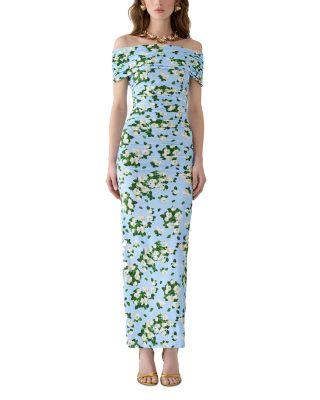 Off Shoulder Gathered Dress by CAROLINA HERRERA