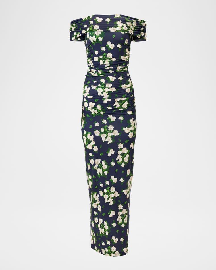 Off-The-Shoulder Floral Jersey Maxi Dress by CAROLINA HERRERA