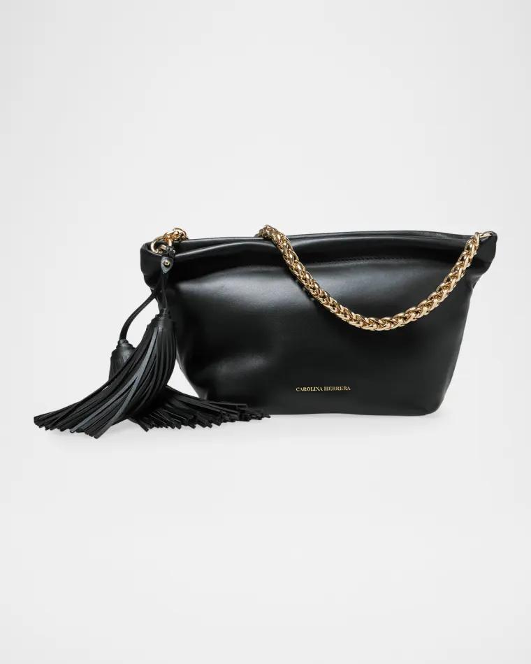 Pia Tassel-Embellished Leather Clutch Bag by CAROLINA HERRERA