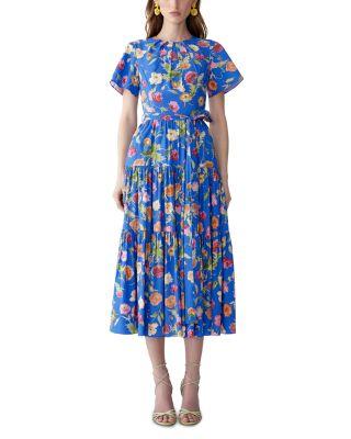 Printed Tiered Midi Dress by CAROLINA HERRERA