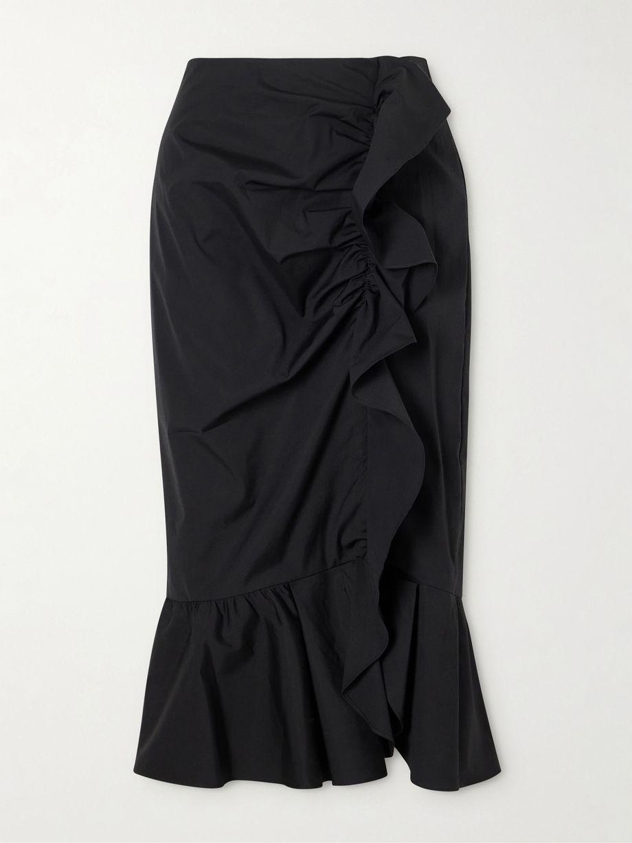 Ruched cotton-blend midi skirt by CAROLINA HERRERA