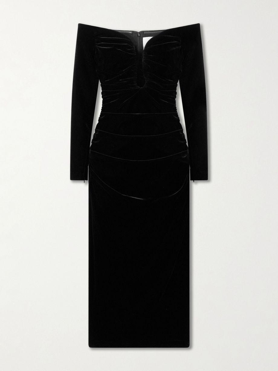 Ruched velvet midi dress by CAROLINA HERRERA