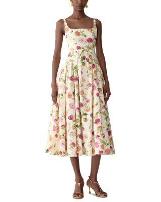 Scoop Neck Drop Waist Midi Dress by CAROLINA HERRERA
