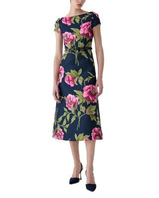 Short Sleeve A Line Dress by CAROLINA HERRERA