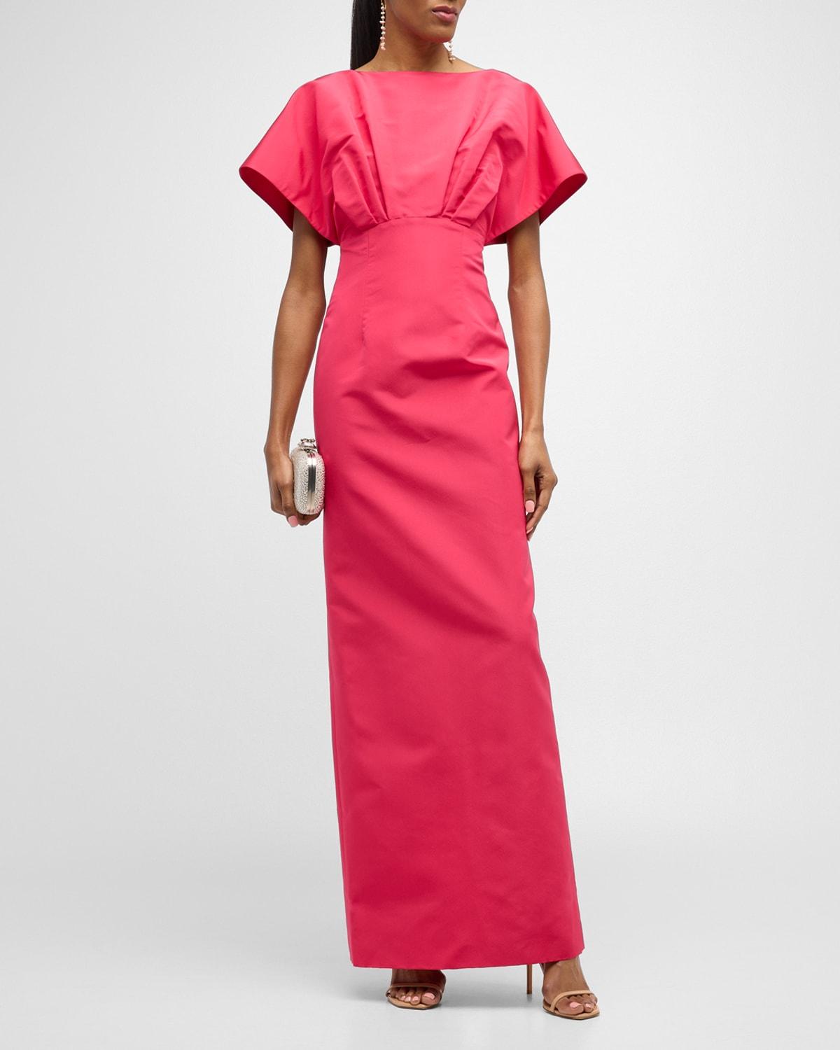Silk Column Gown with Fan Bodice by CAROLINA HERRERA