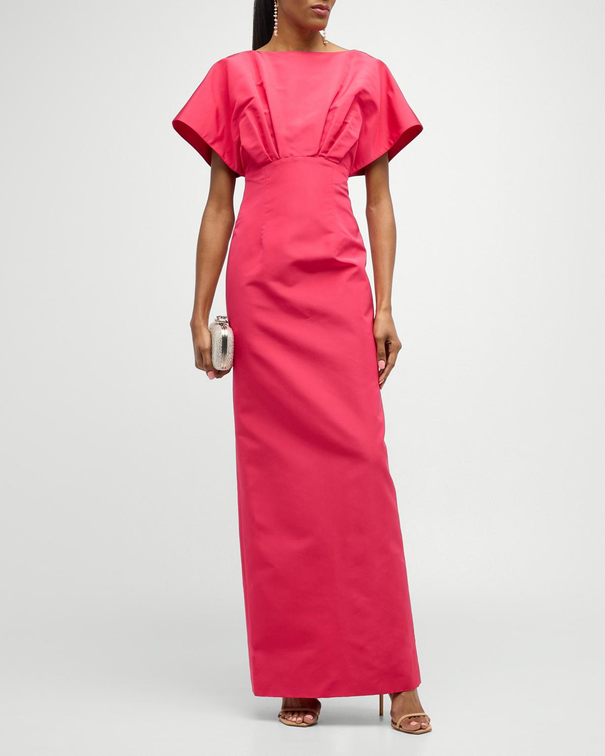 Silk Column Gown with Fan Bodice by CAROLINA HERRERA