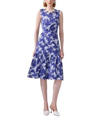 Sleeveless Knee Length Floral Print Dress by CAROLINA HERRERA