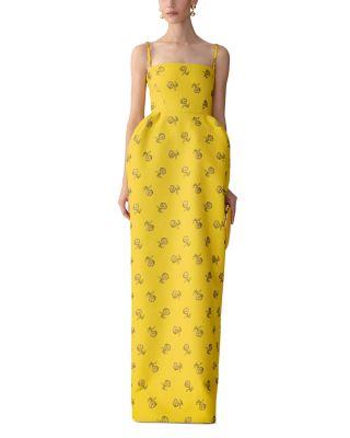 Square Neck Bell Skirt Dress by CAROLINA HERRERA