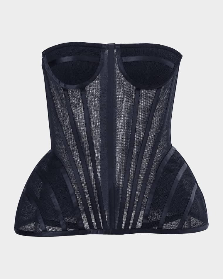 Strapless Exaggerated Peplum Bustier Top by CAROLINA HERRERA