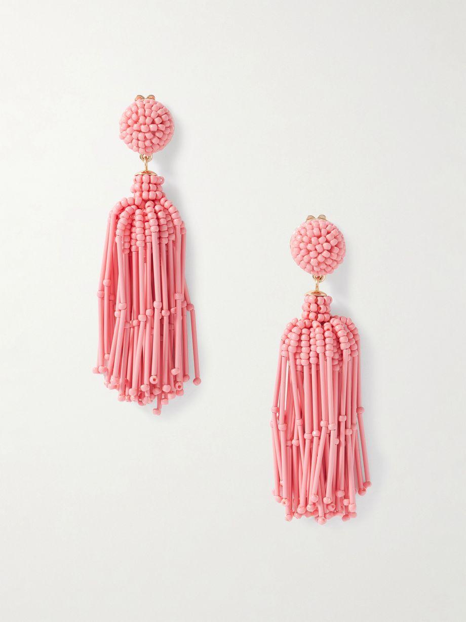 Tasseled beaded gold-tone earrings by CAROLINA HERRERA