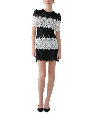 Tiered Lace Mini Dress by CAROLINA HERRERA