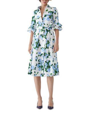 Tiered Ruffle Sleeve Dress by CAROLINA HERRERA