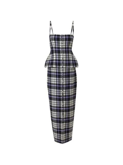 Trompe L'oeil plaid dress by CAROLINA HERRERA
