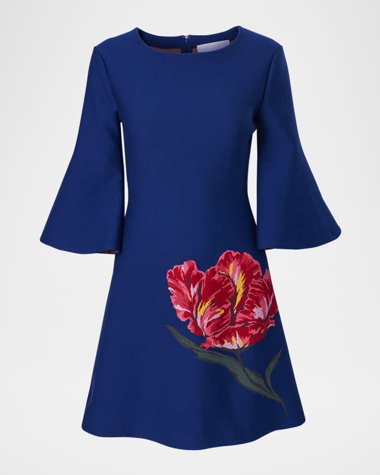 Tulip Bell-Sleeve Mini Dress by CAROLINA HERRERA