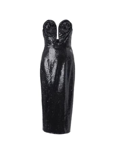 U-neck sequined midi dress by CAROLINA HERRERA