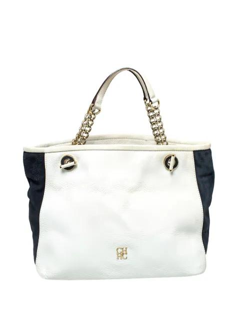 leather chain tote bag by CAROLINA HERRERA VINTAGE