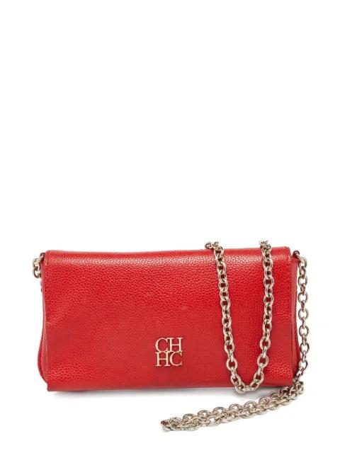 pre-owned logo-plaque leather shoulder bag by CAROLINA HERRERA VINTAGE