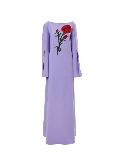 carnation-embroidered caftan dress by CAROLINA HERRERA