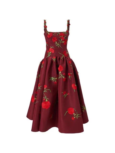 carnation-embroidered scoop-neck dress ‌ by CAROLINA HERRERA