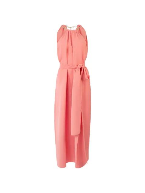 chain-strap halterneck midi satin dress by CAROLINA HERRERA