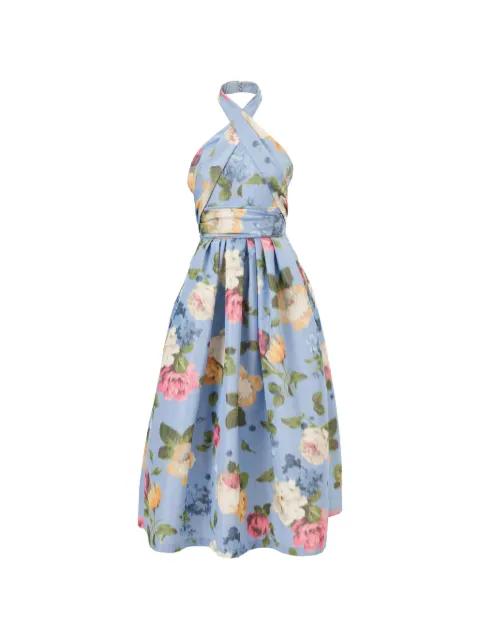 chiné floral-print halterneck dress by CAROLINA HERRERA
