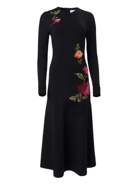 chrysanthemum-embroidered knit midi dress by CAROLINA HERRERA