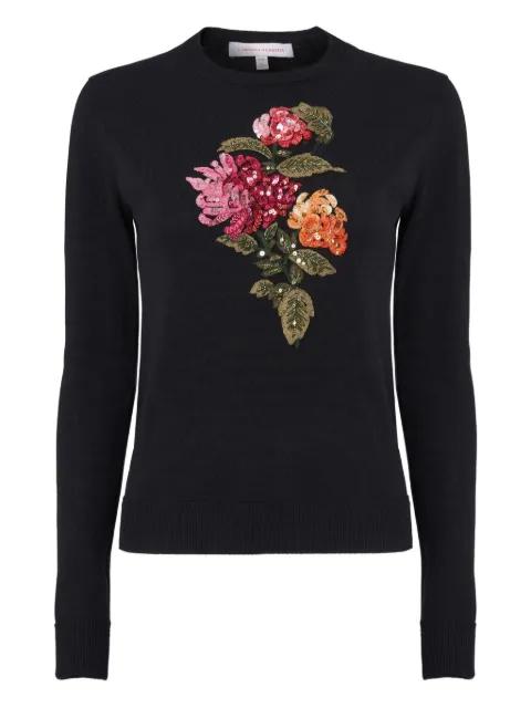 chrysanthemum-embroidered sequin sweater by CAROLINA HERRERA