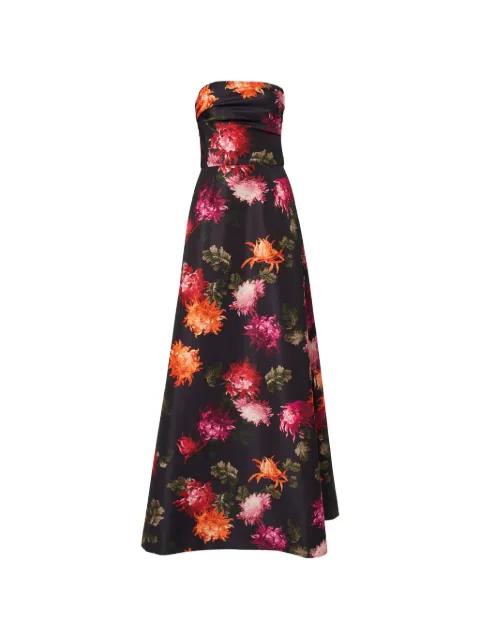 chrysanthemum-print strapless maxi dress by CAROLINA HERRERA