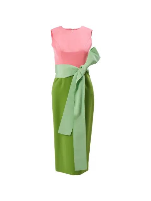 color-blocked midi dress with sash by CAROLINA HERRERA