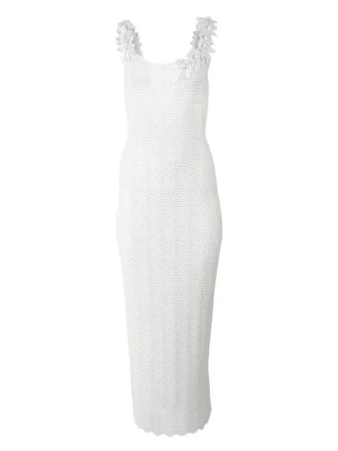 crocheted-straps sleeveless midi dress by CAROLINA HERRERA