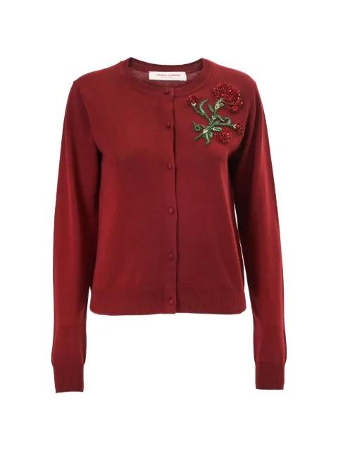 crystal-embroidered rose cardigan by CAROLINA HERRERA