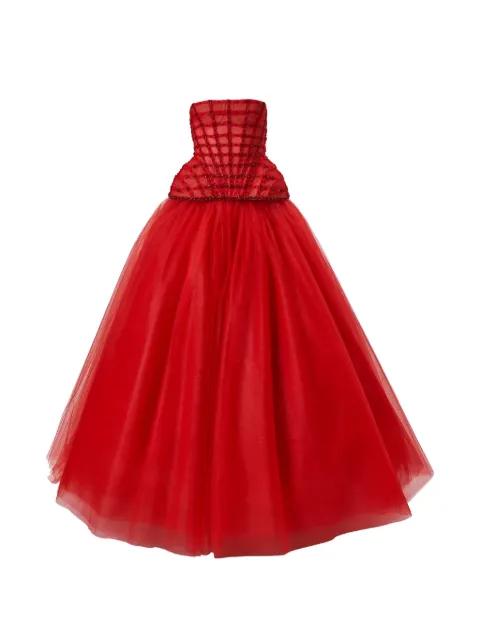 crystal-embroidered strapless gown by CAROLINA HERRERA