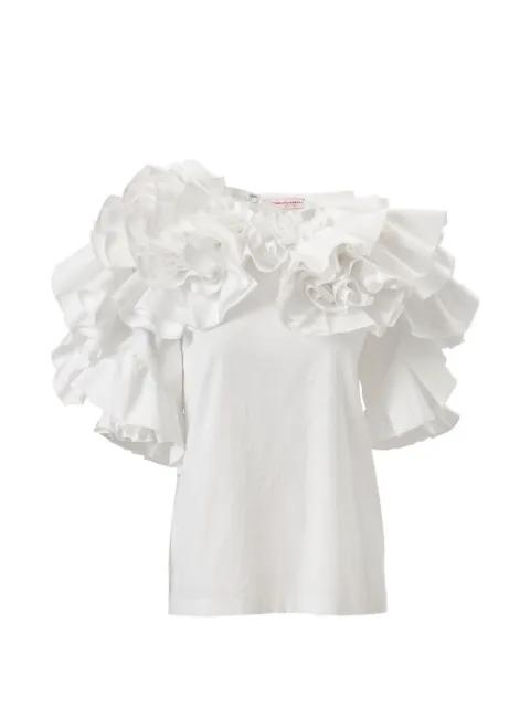 draped floral ruffled top ‌ by CAROLINA HERRERA